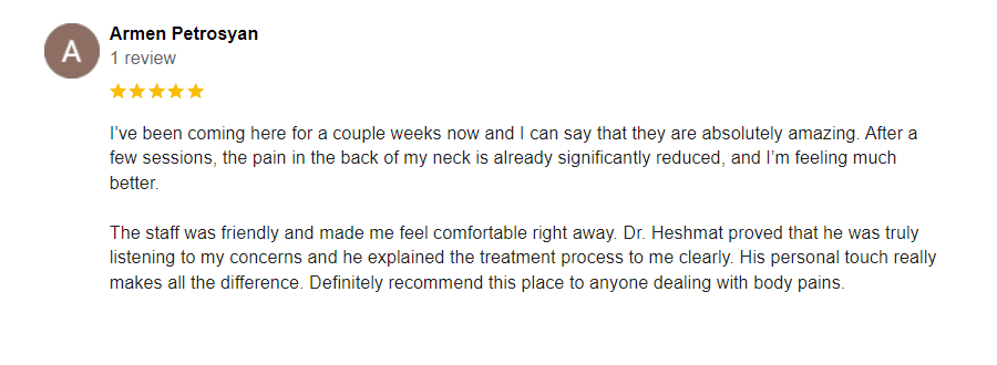 Chiropractic Glendale CA Testimonial