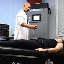 Chiropractor Glendale CA Alen Heshmat Starting Spinal Decompression On Patient